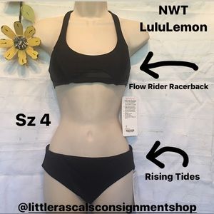 NWT Lululemon Athleta Black bikini 4 tides rider